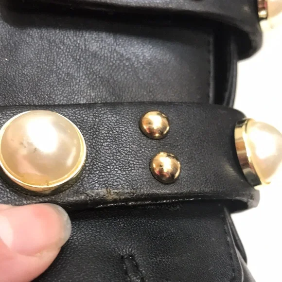 Karl Lagerfeld Brittie Embellished Pearls Women's 8M Peep Toe Black Booties - Picture 9 of 16